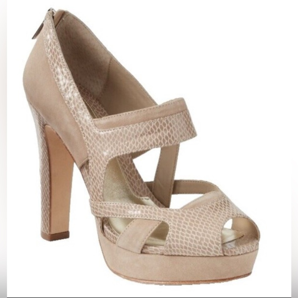 White House Black Market Tallie Snake Embossed Platform Stiletto Heels